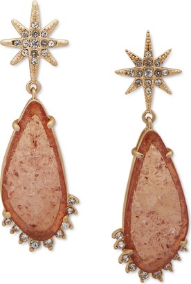 lonna & lilly Gold-Tone Pave Star & Crackled Stone Drop Earrings
