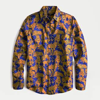 J.Crew Collection silk twill button-up shirt in sleepy lions print -  ShopStyle Tops