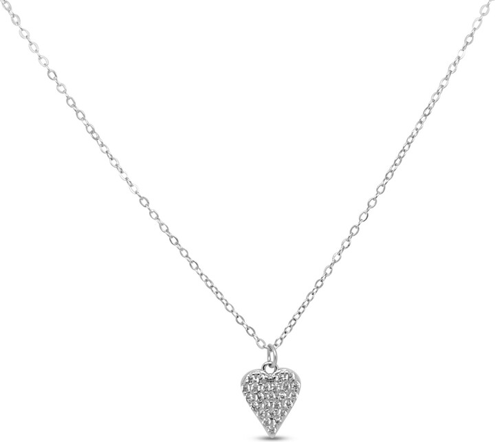 Clemence Wren Sparkly Heart Pendant Necklace - Silver