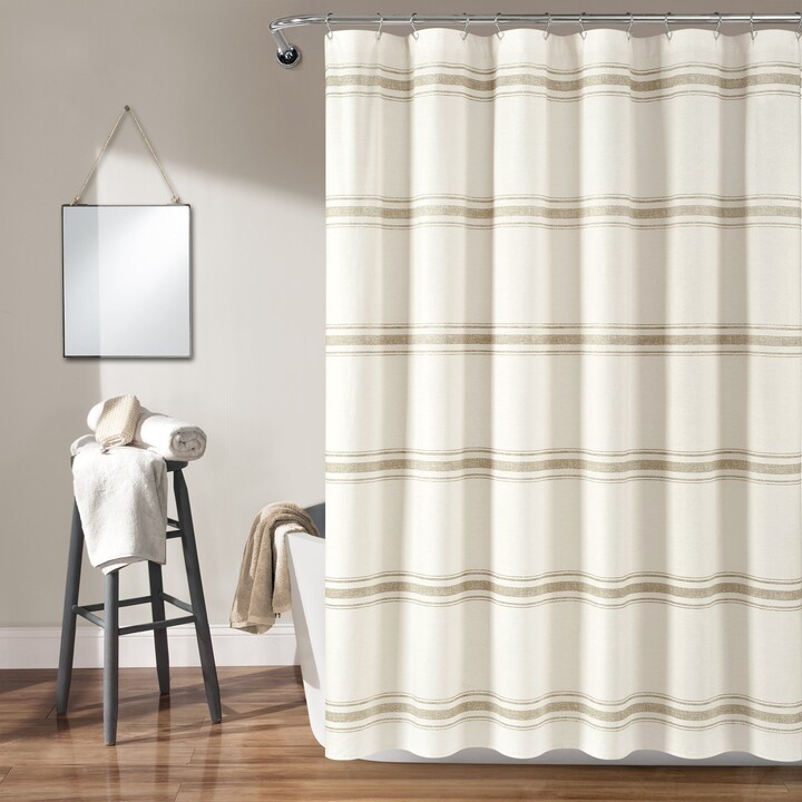 Lush Decor Farmhouse Stripe Shower, Lush Decor Nova Ruffle Shower Curtain