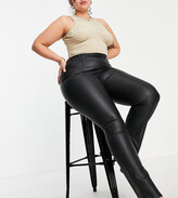 Thumbnail for your product : ASOS Curve ASOS DESIGN Curve skinny trouser in leather look with split hem in black