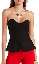 Thumbnail for your product : Charlotte Russe Strapless Sweetheart Peplum Top