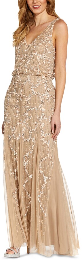 Adrianna Papell Embellished Cowl-Back Gown - ShopStyle Formal Dresses