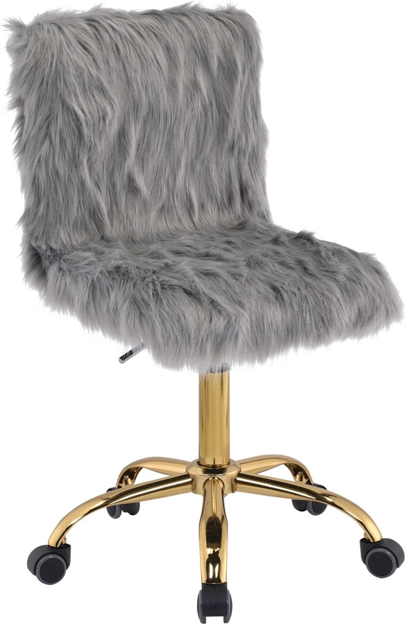 NINEDIN Faux Long Fur Desk Chair Adjustable Swivel Office Chair Lounge