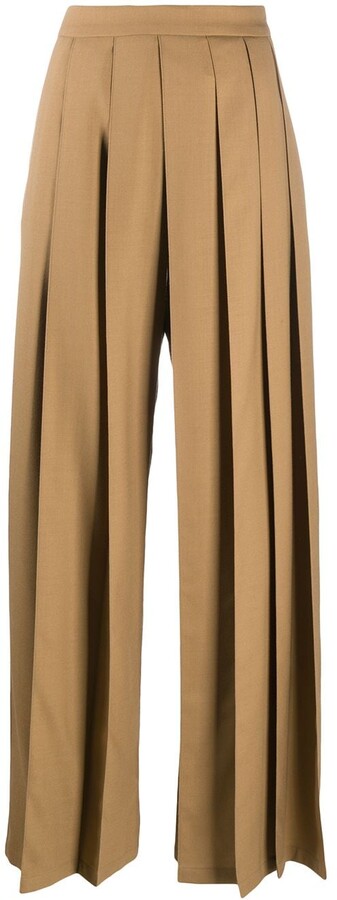 pleated bell bottom trousers