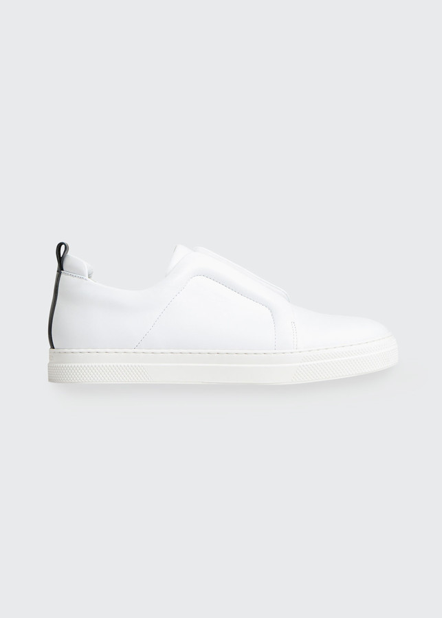 white laceless sneakers