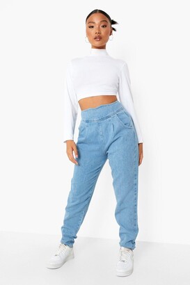 boohoo Petite Super High Waist Corset Mom Jeans - ShopStyle