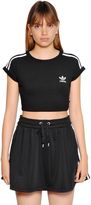 Thumbnail for your product : adidas 3 Stripes Cropped Cotton Jersey T-Shirt