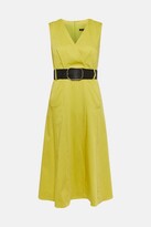 Thumbnail for your product : Karen Millen Polished Cotton Belted Midi Dress