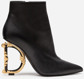 Dolce & Gabbana Nappa leather ankle boots with baroque detail