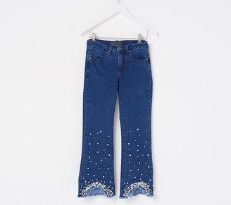 womens jeans with pearls on them