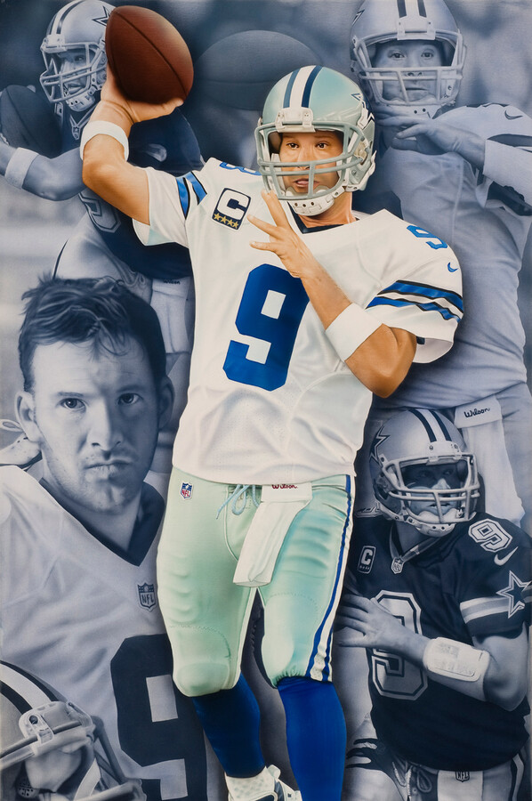 Dallas Cowboys Tony Romo Deacon Jones Foundation Fine Art Giclée Canvas Print 24" x 36" by Artist Rob Jackson