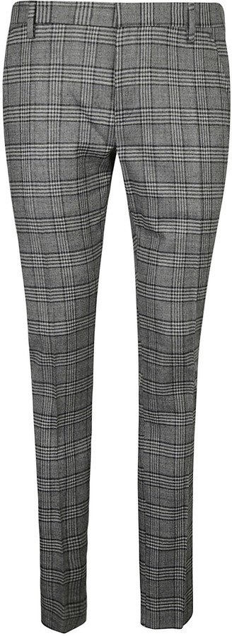 checked slim leg trousers