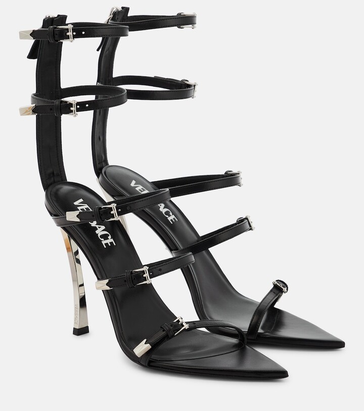 Versace Leather cage sandals - ShopStyle