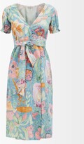 Thumbnail for your product : D'Ascoli Jennai Floral-print Cotton-khadi Midi Wrap Dress - Blue Multi
