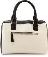 Thumbnail for your product : Neiman Marcus Faux-Leather Snake-Embossed Duffle Bag, Bone/Black