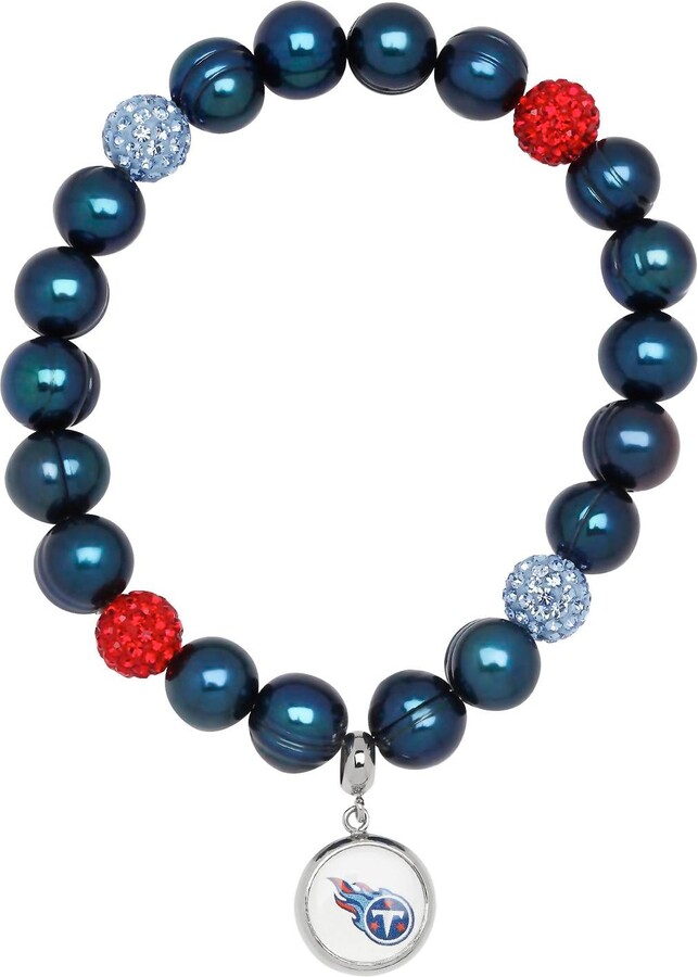 Honora Tennessee Titans Stretch Pearl & Crystal Bracelet In Blue