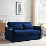 Thumbnail for your product : Calnod 57" Modern Convertible Sleeper Sofa Bed, Velvet Adjustable Loveseat with Pull-Out Bed, 2 Pillows & 2 Removable Arm Pockets
