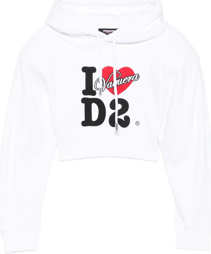 DSQUARED2 Logo-Print Cropped Hoodie