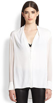 Thumbnail for your product : Helmut Lang Morse Twisted-Neck Hi-Lo Blouse