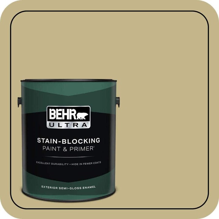 BEHR ULTRA 1 gal. #BIC-27 Modish Moss Semi-Gloss Enamel Exterior Paint & Primer
