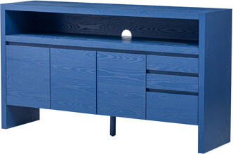 3-Door Sideboard with 3 Drawers - Modern Solid Ash Veneer MDF Sideboard