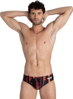 Arena Mens Team Color Print 3-inch Brief Athletic Training Swimsuit Bathing Suit 
