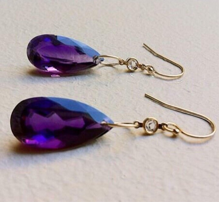 Etsy Amethyst Drop Earrings 14K Gold Fill, Pear-Shaped Violet Jewelry