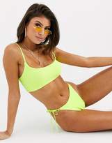 Thumbnail for your product : ASOS DESIGN mix and match crinkle skinny elastic crop bikini top in acid yellow