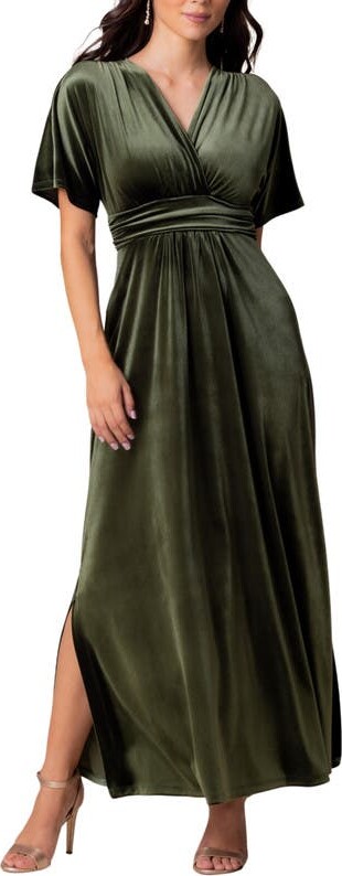 Kiyonna Verona V-Neck Velvet Evening Gown with Pockets