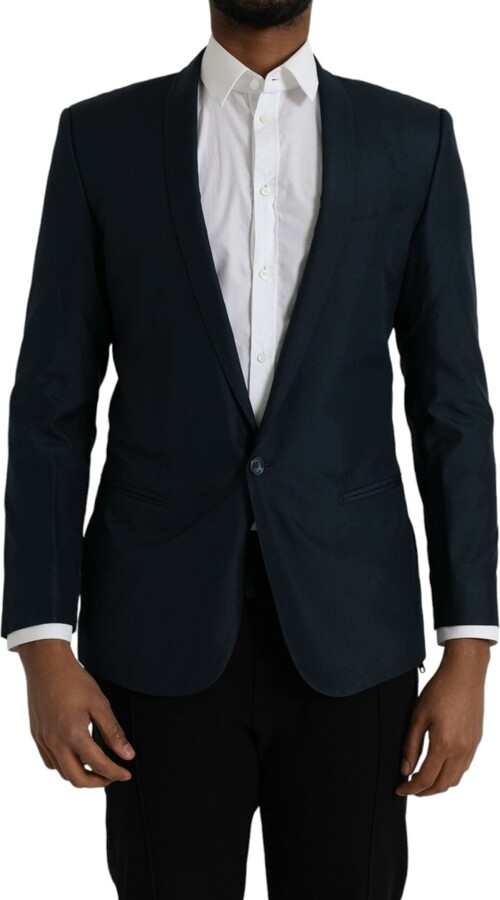 Dolce & Gabbana Blue MARTINI Shawl Single Breasted Men's Blazer