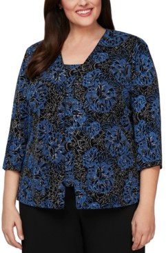 Alex Evenings Plus Size Printed Jacket & Top Twinset