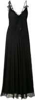 Lanvin - robe longue à empiècement en dentelle - women - Soie/Polyamide/Polyester/Viscose - 36