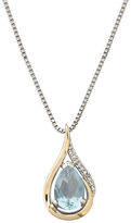 Thumbnail for your product : Lord & Taylor Sterling Silver, 14Kt. Yellow Gold, Diamond & Aqua Pendant Necklace