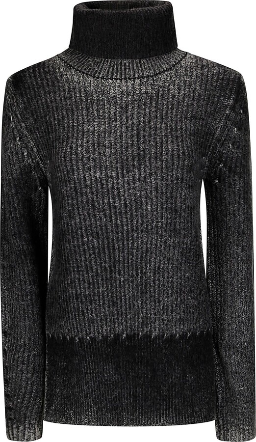 Mock Turtleneck Black Chenille Turtleneck Sweater Calvin Klein