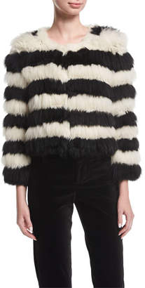 Alice + Olivia Fawn Long-Sleeve Striped Fur Jacket