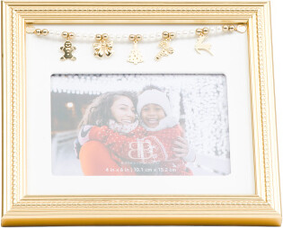 TJMAXX 8.5X7.5 Matted To 6X4 Holiday Charm Garland Tabletop Picture Frame, Gold