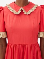 Thumbnail for your product : Batsheva Spring Lucy Ruffled-collar Cotton-poplin Dress - Red