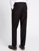 Thumbnail for your product : Marks and Spencer Charcoal Textured Regular Fit Wool Trousers