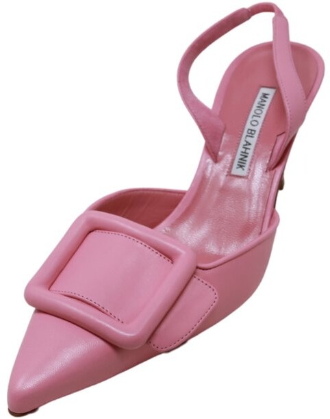 Manolo Blahnik Women's Maysli Nappa Pink Ankle-High Leather Slingback - 8 M - Walmart.com