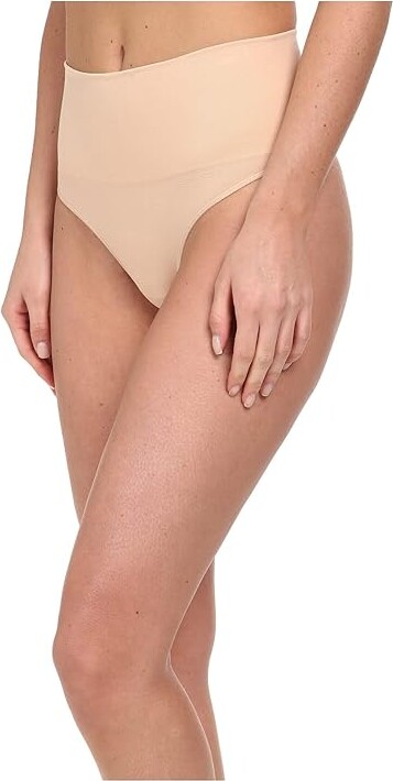 Women's Maidenform DMS707 Tame Your Tummy High Waist Shaping Thong (Beige  2X) 