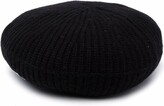 Thumbnail for your product : Ganni Rib-Knit Logo-Patch Beret