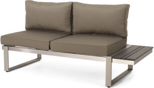 Latitude Run Khaki Aluminium Right Arm Seater - Elegant Option. 65in. Product Depth 29.94in. Width 26.6in. Height 43.34lb. Mass Comfortable 43.34lb