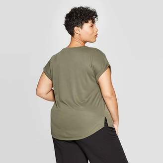 Ava & Viv Women's Plus Size Cuffed Short Sleeve Crewneck T-Shirt