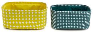 Debenhams 2 Pack Yellow And Green Patterned Storage Baskets