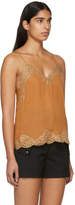 Thumbnail for your product : Chloé Brown Crepe de Chine Lace Camisole