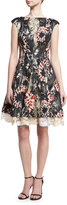 Thumbnail for your product : Talbot Runhof Tie-Dye Jacquard Fit-&-Flare Dress, Black