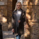 Thumbnail for your product : ZUT London - Long Classic Suede Leather Jacket With Side Pockets - Dark Grey