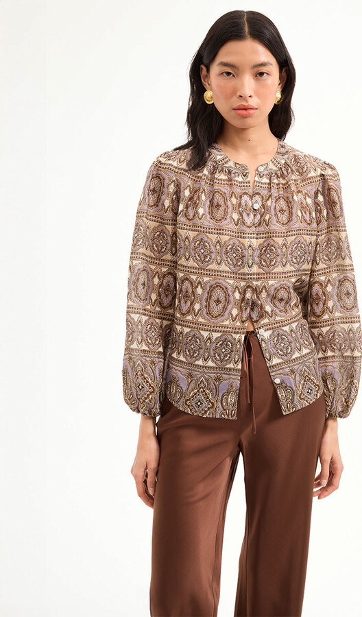 Ashlynn Silk-Linen Blouse