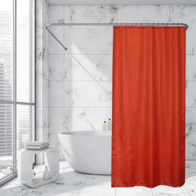Solid Colors Extra Long Shower Curtain Polyester with Matching Hooks